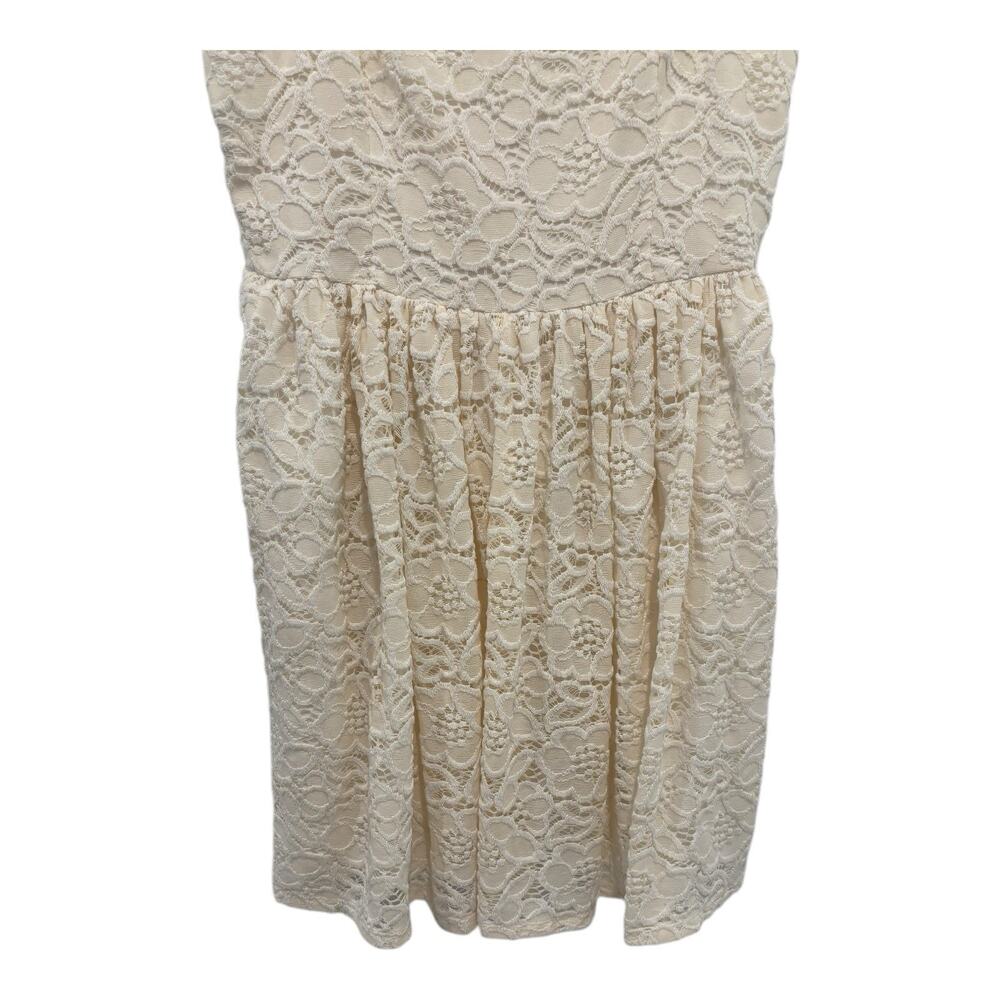 Abercrombie Fitch Mini Dress Womens Large Beige Floral Eyelet Lace Fairy Boho‎ - Picture 3 of 10